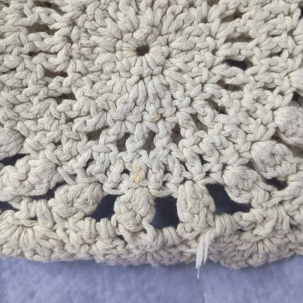 Handmade Crochet Tank Top Cream Open Knit Boho Festival Cottagecore